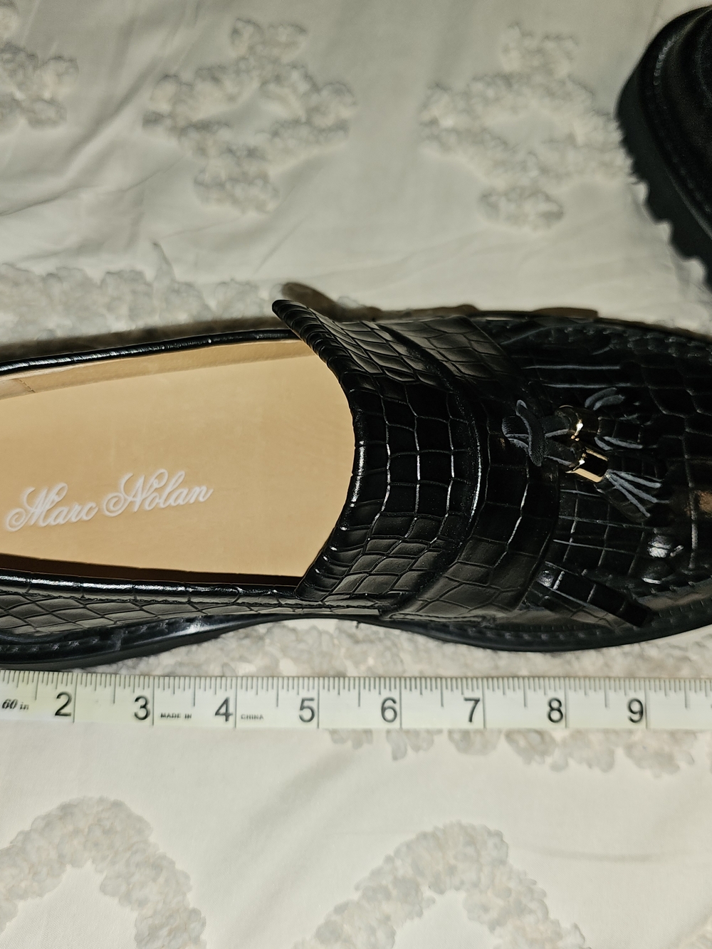 Marc Nolan Men’s Black Croc-Embossed Leather Loafers - Picture 10 of 12